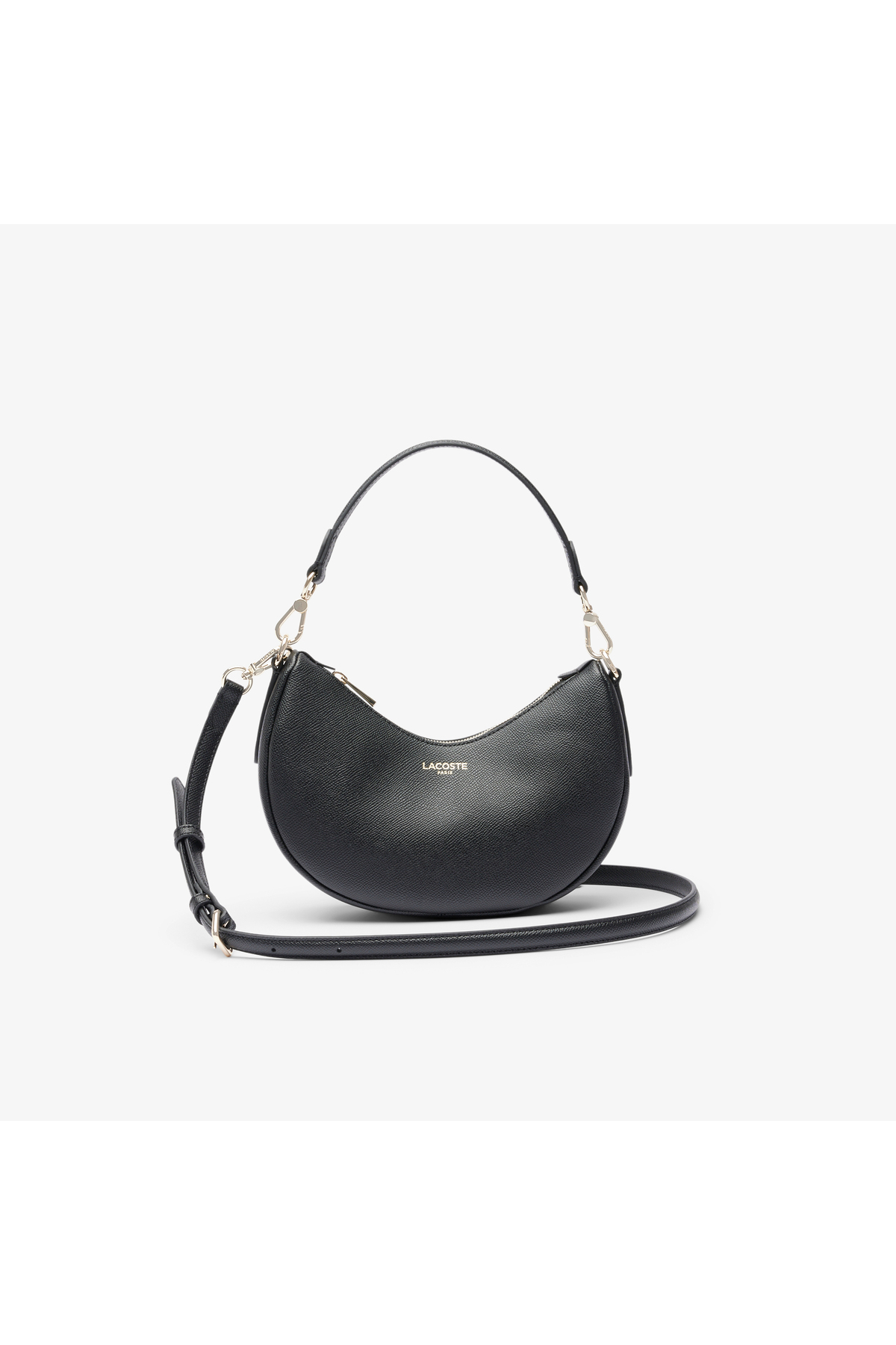 کیف دوشی زنانه Lacoste چرمی مشکی مدل Champs-Élysées